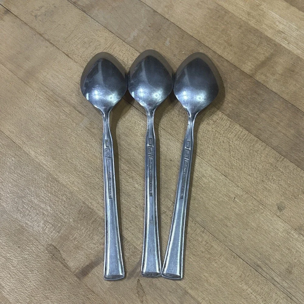 Lot 3 EKCO Cantina Stainless Steel Teaspoons Floral Pattern Flatware Korea